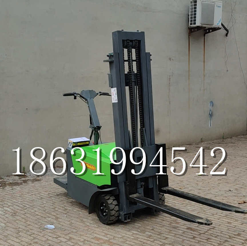 建华区优程全电动叉车插腿式堆高车液压装卸车1.5吨升高小型站驾式铲车